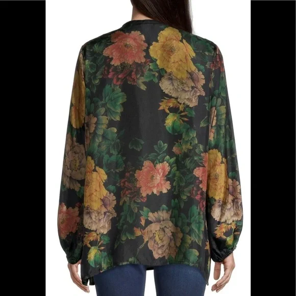 🔥🔥NWT Johnny Was Bayani Colorful Floral Printed Silk Tunic Size Medium - Picture 8 of 13